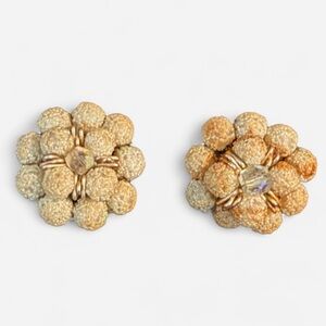 Vintage Japan Clip-On Earrings with Bead Cluster 1950s-60s